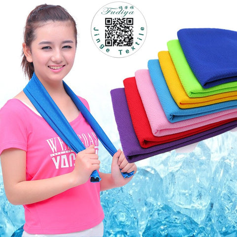 Hot Summer Sport Ice Towel 9 Colors Utility Enduring Instant Cooling Face Towel Heat Relief Reusable Chill Cool Towel