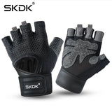 SKDK Half finger Elastic Fitness Gym Gloves Silicone Anti-slip Breathable BodyBuilding Workout Crossfit Gloves Guantes Gimnasio