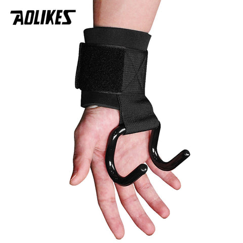 AOLIKES 2PCS/Lot Weight Lifting Hook Hand Bar Wrist Straps Glove Weightlifting Strength Training Gym Fitness Hook Support Lift