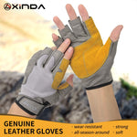 XINDA professional Outdoor Sports Half Finger Cowhide Climbing Gloves Rock Climb Downhill Hiking Anti Slip Wear resistant gloves