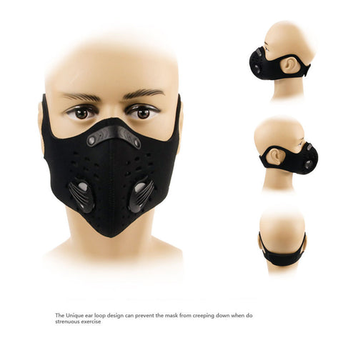 Cycling Face Mask Sport Bike Mask Training PM 2.5 Dustproof Bicycle Mask +Activated Carbon Filter Breathable Face Shield