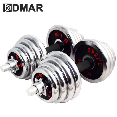 DMAR 15kg Electroplate Dumbbells Set Weights For Fitness Weightlifting Crossfit quipment Barbell Gym Muscle Strength Exercise