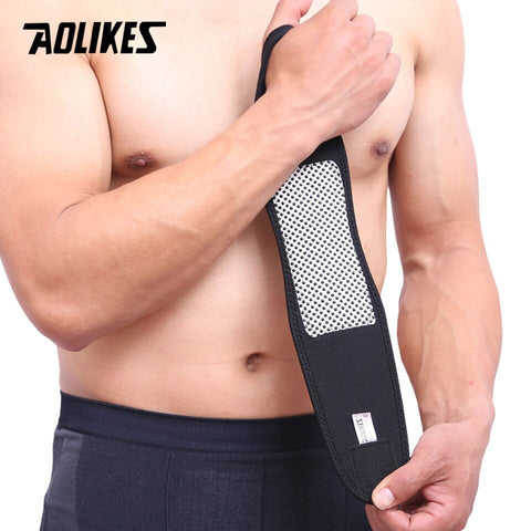 AOLIKES 1 Pair Adjustable Self-heating Tourmaline Magnet Wrist Support Straps Wraps Sports Wristband Warm Wrist Band For Gym