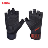 BOODUN Men Gym Gloves Shockproof Bodybuilding Weight Lifting Gloves Crossfit Fitness Sport Training Gloves with Wrist Straps