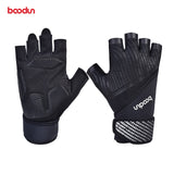 BOODUN Men Gym Gloves Shockproof Bodybuilding Weight Lifting Gloves Crossfit Fitness Sport Training Gloves with Wrist Straps