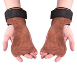 New Gym Fitness Hand Grip Wrist Wraps Support Crossfit Deadlifts Training Adjustable Padded Cowhide Weight Lifting Gloves