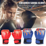 1 Pair Kids Children Boxing Gloves Professional Flame Mesh Breathable PU Leather Flame Gloves Sanda Boxing Training Glove