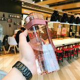 Originality water bottle Square Transparent gym bottle Portable Drink bottle Seal up Leak-proof Outdoor Sport Travel Plastic cup