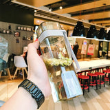 Originality water bottle Square Transparent gym bottle Portable Drink bottle Seal up Leak-proof Outdoor Sport Travel Plastic cup