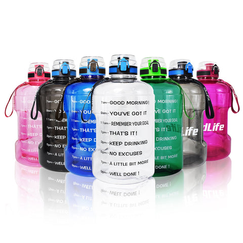 BuildLife 1.3L 2.2L 3.78L Water Bottle With Locking Flip-Flop Lid Sport Gym Bottles Fitness Sports BPA Free Large Capacity Jug