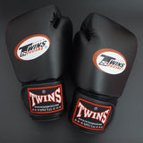 8 10 12 14 oz Twins Gloves Kick Boxing Gloves Leather PU Sanda Sandbag Training Black Boxing Gloves Men Women Guantes Muay Thai