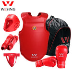 Wesing Professional 6Pcs Sets Sanda Protective Gear Full Set Flanchard Head Protection Chest Guard Boxing Gloves