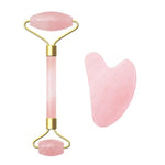 Dropshipping Rose Quartz Gouache Scraper Jade Roller Massage for Face 100% Natural Rose Quartz Facial Massage Jade Roller