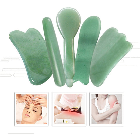 Natural Aventurine Jade Stone Guasha Massage Tool SPA Therapy Massager Scraping Board Antistress Body