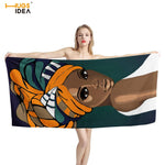 HUGSIDEA Super Absorbent Bath Towels Traditional African Girls Pattern Summer Beach Towel Adults Large Face Hair Cooling Towel