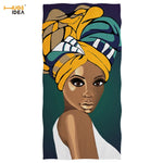 HUGSIDEA Super Absorbent Bath Towels Traditional African Girls Pattern Summer Beach Towel Adults Large Face Hair Cooling Towel