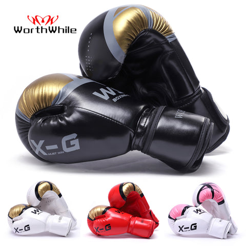 WorthWhile Kick Boxing Gloves Men Women PU Karate Muay Thai Guantes De Boxeo Free Fight MMA Sanda Training Adults Kids Equipment