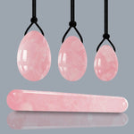 Rose Quartz Yoni Egg Set Natural Jade Eggs Women Kegel Exerciser Vaginal Muscles Tightening Ball Massage Yoni Wand Jade Massager