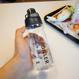 DILLER Water Bottle Popular Gray Men Outdoor Sport Travel My Drink Bottle Portable Leakproof Plastic Milk fruit gym Bottles