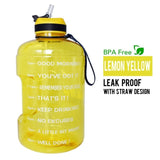 QuiFit 3.78L 2.2L 1.3L 128oz 1 Gallon Water Bottle with Straw Clear Plastic Drinking Bottles Big GYM Jug Cup BPA Free GYM Sports