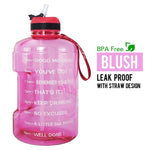 QuiFit 3.78L 2.2L 1.3L 128oz 1 Gallon Water Bottle with Straw Clear Plastic Drinking Bottles Big GYM Jug Cup BPA Free GYM Sports