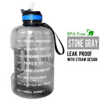 QuiFit 3.78L 2.2L 1.3L 128oz 1 Gallon Water Bottle with Straw Clear Plastic Drinking Bottles Big GYM Jug Cup BPA Free GYM Sports