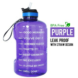 QuiFit 3.78L 2.2L 1.3L 128oz 1 Gallon Water Bottle with Straw Clear Plastic Drinking Bottles Big GYM Jug Cup BPA Free GYM Sports