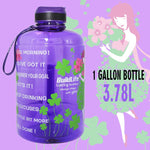 QuiFit 3.78L 2.2L 1.3L 128oz 1 Gallon Water Bottle with Straw Clear Plastic Drinking Bottles Big GYM Jug Cup BPA Free GYM Sports