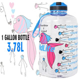 QuiFit 3.78L 2.2L 1.3L 128oz 1 Gallon Water Bottle with Straw Clear Plastic Drinking Bottles Big GYM Jug Cup BPA Free GYM Sports