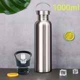 Stainless Steel Sports Water Bottle with Drinking Straw Hydro Flask Cold Water Bottle Flip Straw Cap 500/750/1000ml