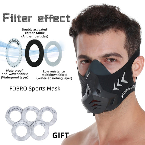 FDBRO New Sports Mask Pro Phantom Training Running Mask Cardio High Altitude Protective Breathing Trainer Air Filter Sport Masks