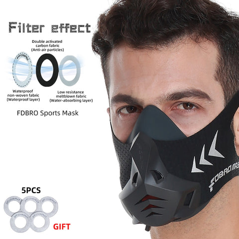 FDBRO 2019 Sports Mask Pro High Altitude Protective Breathing Trainer Air Filter Mask Phantom Training Running Dust Mask Cardio