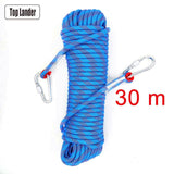 50m Rock Climbing Rope 10mm Tree Wall Climbing Equipment Gear Outdoor Survival Fire Escape Safety Rope Carabiner 10m 20m 30m