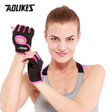 AOLIKES 1 Pair Men Women Gym Half Finger Sports Fitness Exercise Training Wrist Gloves Anti-slip Resistance Weightlifting Gloves