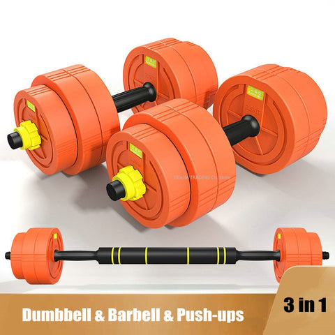 3 in 1 Dumbbell & Barbell & Push-ups, Home Full Body Workout 15KG Weight Set for Weightlifting and Body Building