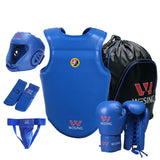 Wesing Professional 6Pcs Sets Sanda Protective Gear Full Set Flanchard Head Protection Chest Guard Boxing Gloves