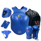 Wesing Professional 6Pcs Sets Sanda Protective Gear Full Set Flanchard Head Protection Chest Guard Boxing Gloves