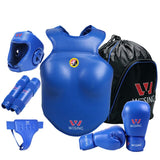 Wesing Professional 6Pcs Sets Sanda Protective Gear Full Set Flanchard Head Protection Chest Guard Boxing Gloves