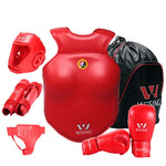 Wesing Professional 6Pcs Sets Sanda Protective Gear Full Set Flanchard Head Protection Chest Guard Boxing Gloves