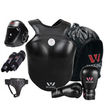 Wesing Professional 6Pcs Sets Sanda Protective Gear Full Set Flanchard Head Protection Chest Guard Boxing Gloves