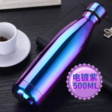 500ml Stainless Steel Water Bottle Cola Shape Thermos Double-Wall Insulated Vacuum Flask leakproof Bottle for Sports Gym Fitness