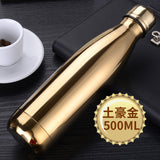 500ml Stainless Steel Water Bottle Cola Shape Thermos Double-Wall Insulated Vacuum Flask leakproof Bottle for Sports Gym Fitness