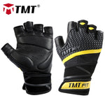 TMT Leather Fitness Gym Gloves Crossfit Weight Lifting Comfortable Breathable for Sports Cycling Training Excises Men and Women