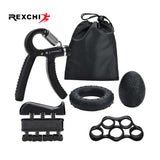 REXCHI 5PC/Set Gym Fitness Adjustable Hand Grip Set Finger Forearm Strength Muscle Recovery Heavy Hand Gripper Exerciser Trainer