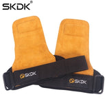 SKDK Grips Cowhide Weight Lifting Gloves Gym Fitness Grip Pads Wrist Wraps Support Crossfit Deadlifts Training Gloves