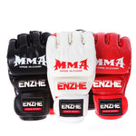 Boxing Gloves MMA Gloves Muay Thai Training Gloves MMA Boxer Fight Boxing Equipment Half Mitts PU Leather Black/Red