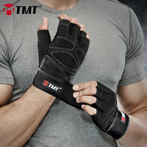 TMT gym weight lifting Gloves Dumbbell Weightlifting Fitness Exercise Non-Slip Breathable Half Finger sports Training Gloves