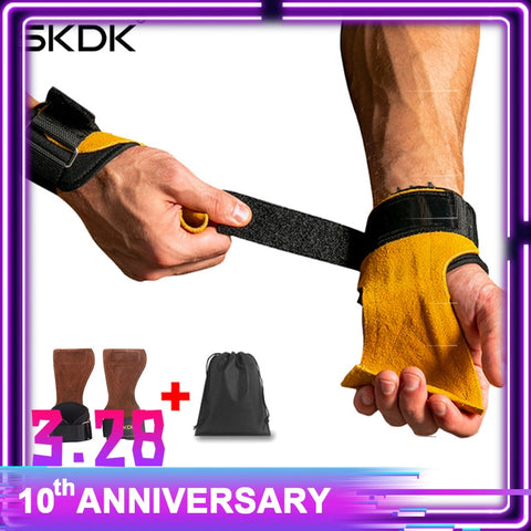 SKDK Hand Grips Gymnastics Gloves Grips Anti-Skid Gym Fitness Gloves Weight Lifting Grip Gym Crossfit Trainining fitnes gear