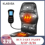 KLASVSA Electric Portable Heating Vibrating Back Massager Chair In Cussion Car Home Office Lumbar Neck Mattress Pain Relief