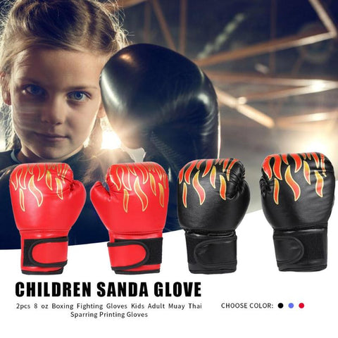 1 pair Kids Children Boxing Gloves Professional Flame Mesh Breathable PU Leather Flame Gloves Sanda Boxing Training Glove